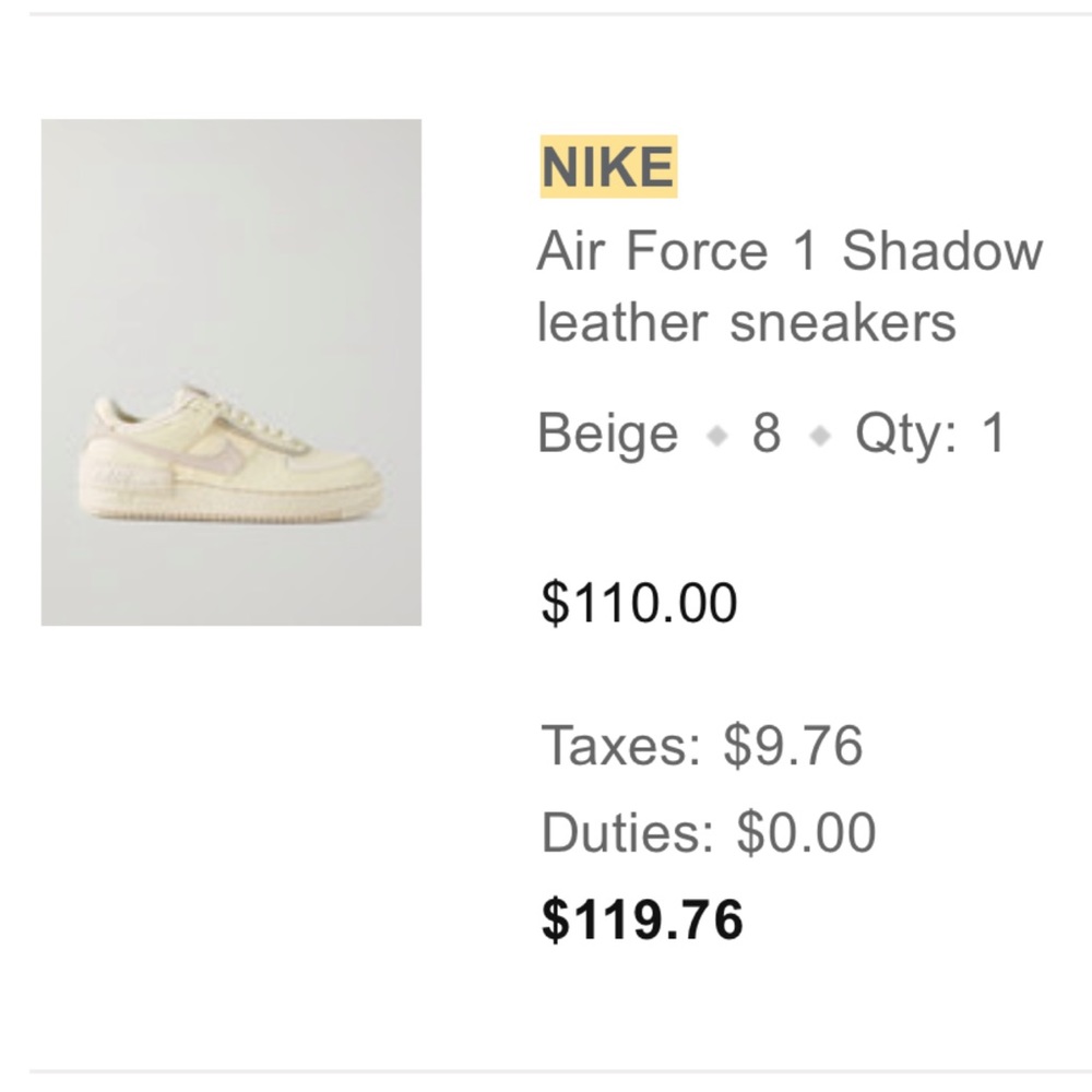 New Nike Air Force 1 Shadow leather sneakers size 8 (runs big)